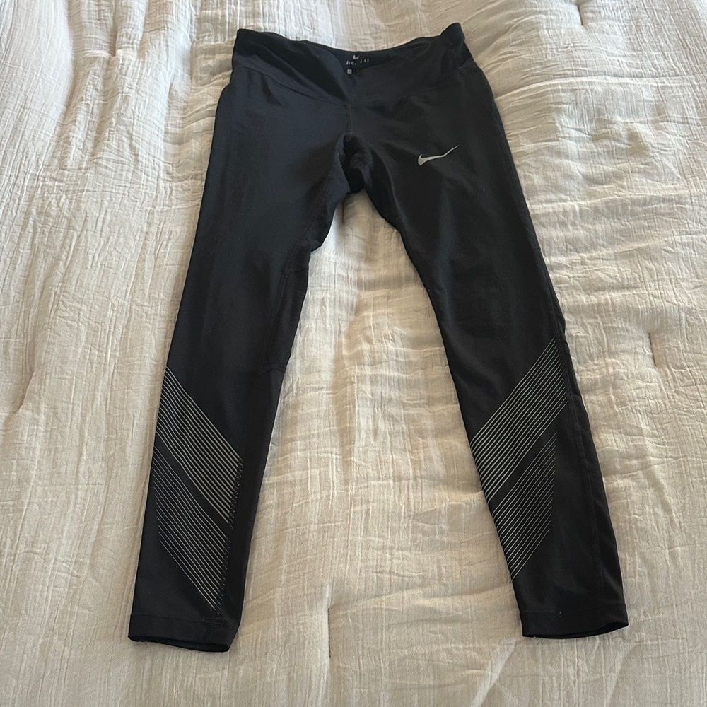 Nike Black Leggings with White Stripes